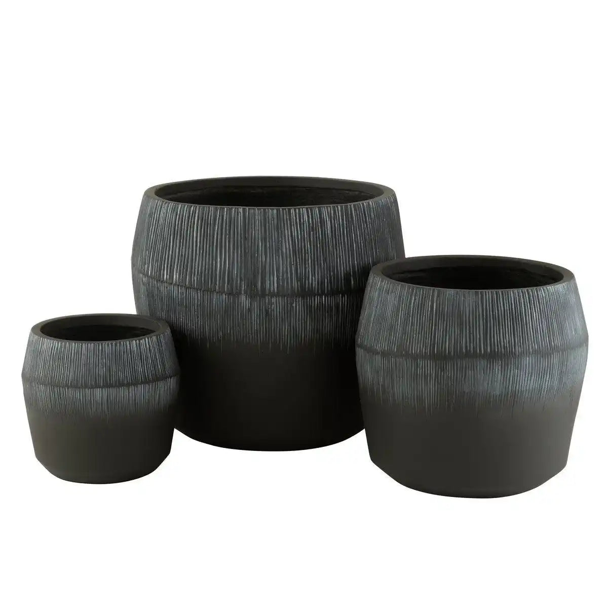 J-Line S/3 Blumentopf Fiber Clay Schwarz - HomeDesign Knaus
