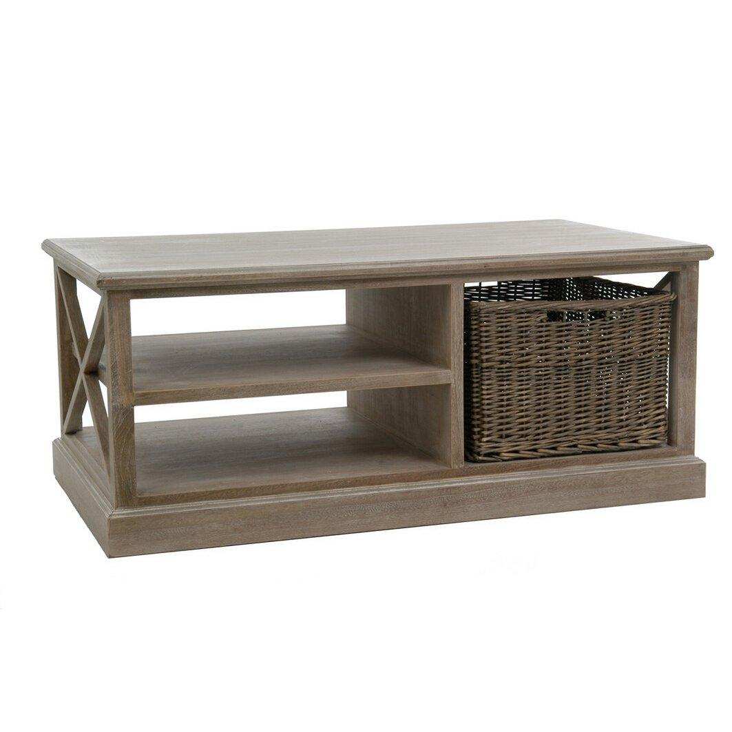 J-Line Salontafel Rechthoek - 2 schuiven en 1 mand - hout - grijs - HomeDesign Knaus