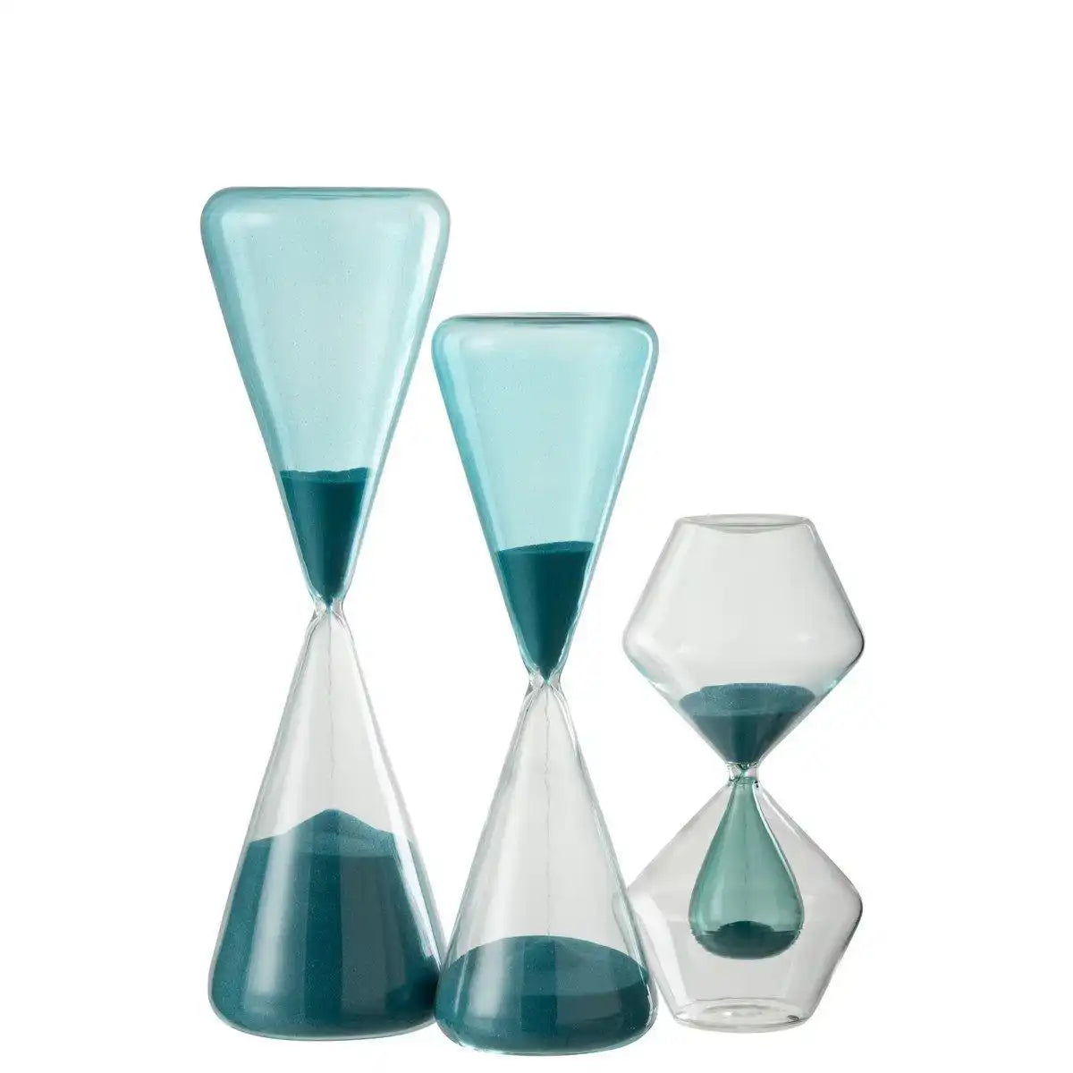 J-Line Sanduhr – Glas – Blau – groß - HomeDesign Knaus