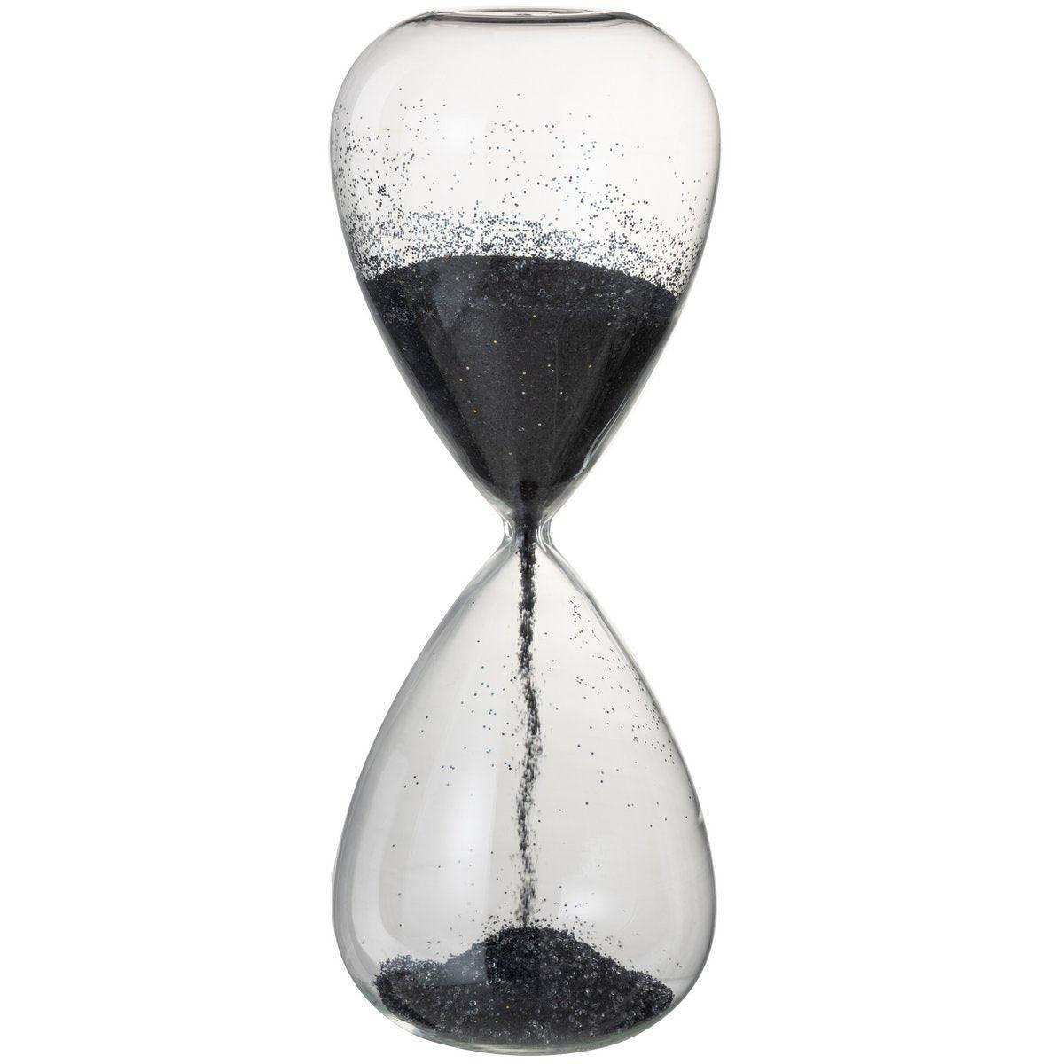 J-Line Sanduhr mit Perlen, Glas, Schwarz, extra groß - HomeDesign Knaus