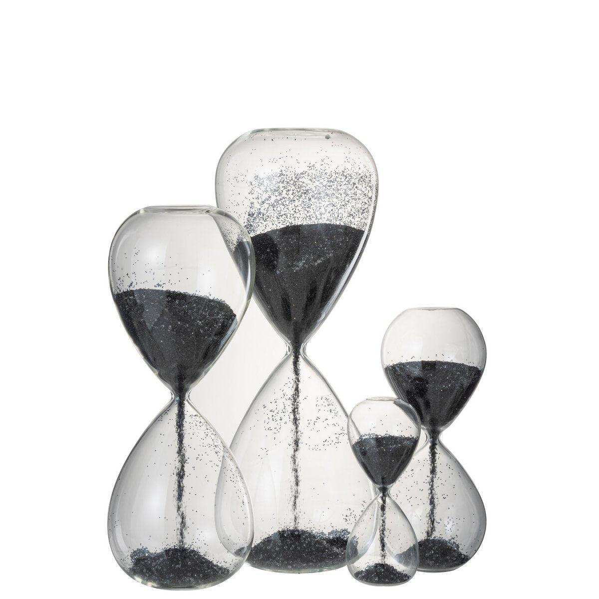 J-Line Sanduhr mit Perlen, Glas, Schwarz, extra groß - HomeDesign Knaus