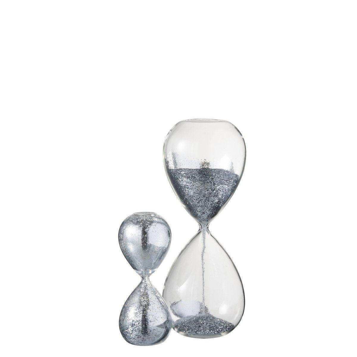 J-Line Sanduhr mit Perlen, Glas, Silber, extra groß - HomeDesign Knaus