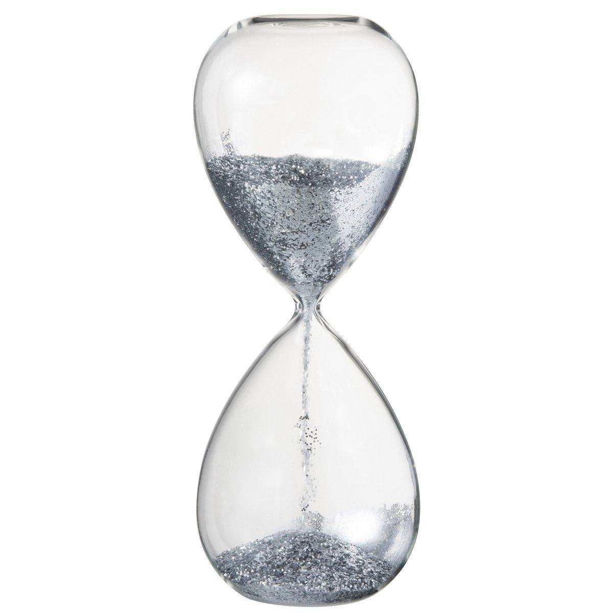 J-Line Sanduhr mit Perlen, Glas, Silber, extra groß - HomeDesign Knaus