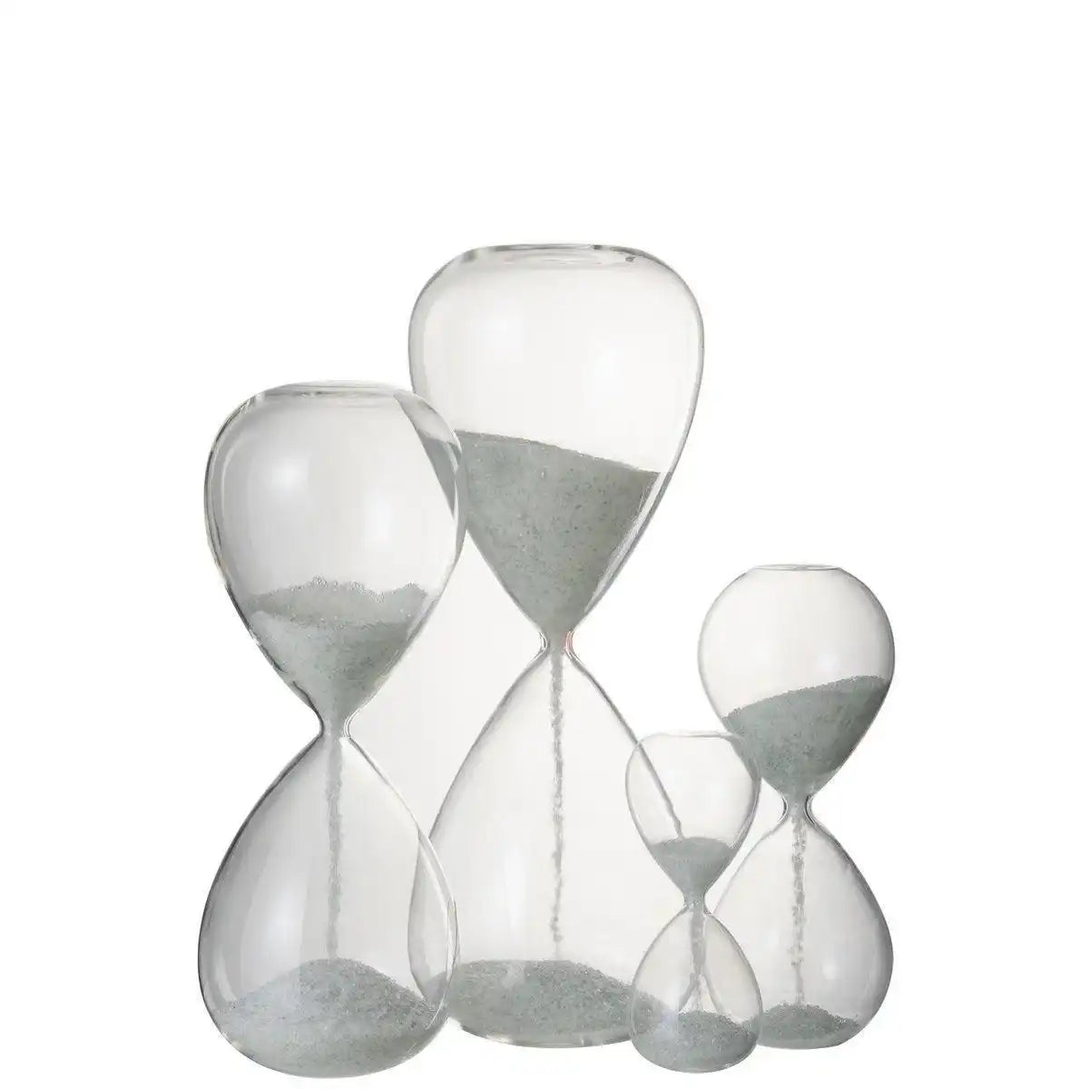 J-Line Sanduhr Pearls – Glas – Weiß – extra groß - HomeDesign Knaus
