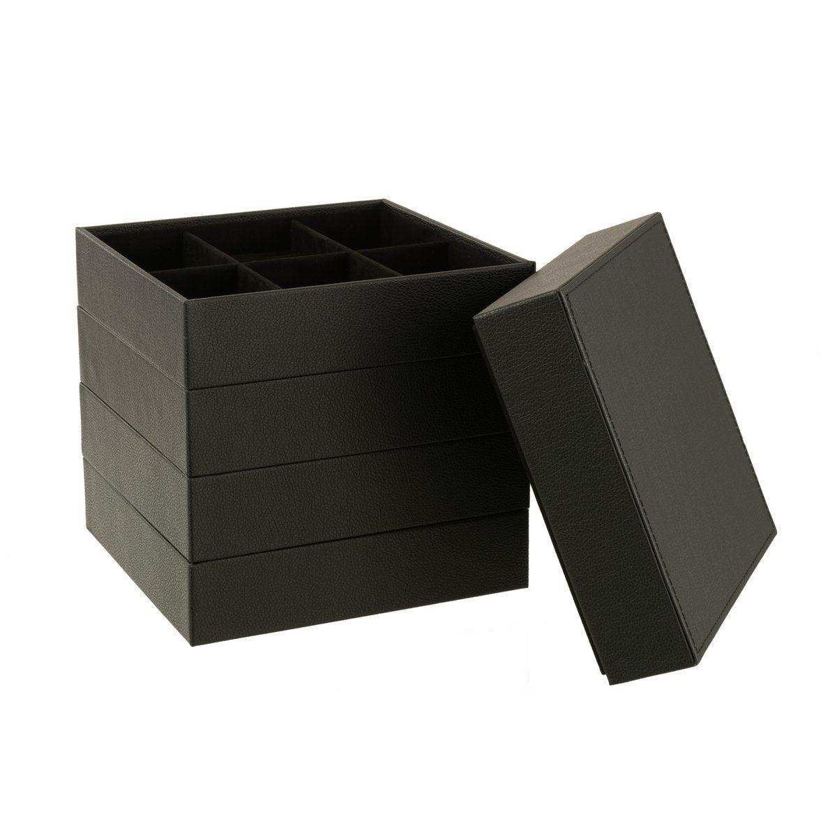 J-Line Schmuckkästchen 4 Teile Kunstleder Schwarz - HomeDesign Knaus