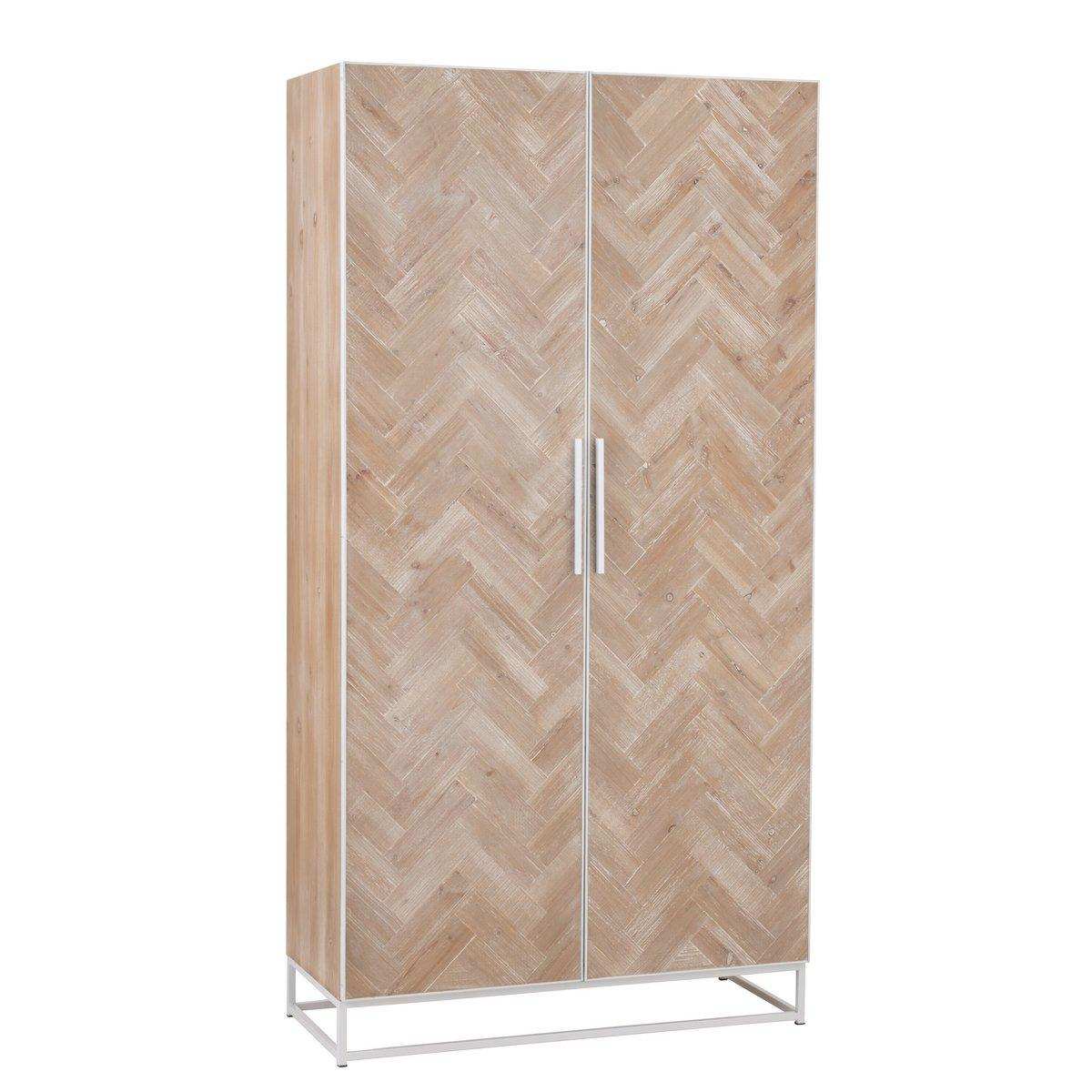 J-Line Schrank Hoch 2 Türen Zickzack – Holz/Metall – Natur/Weiß - HomeDesign Knaus