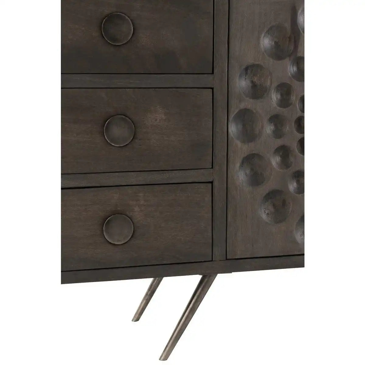 J-line Schrank Low Ethnic 2 Türen + 6 Schubladen – Holz – Braun - HomeDesign Knaus