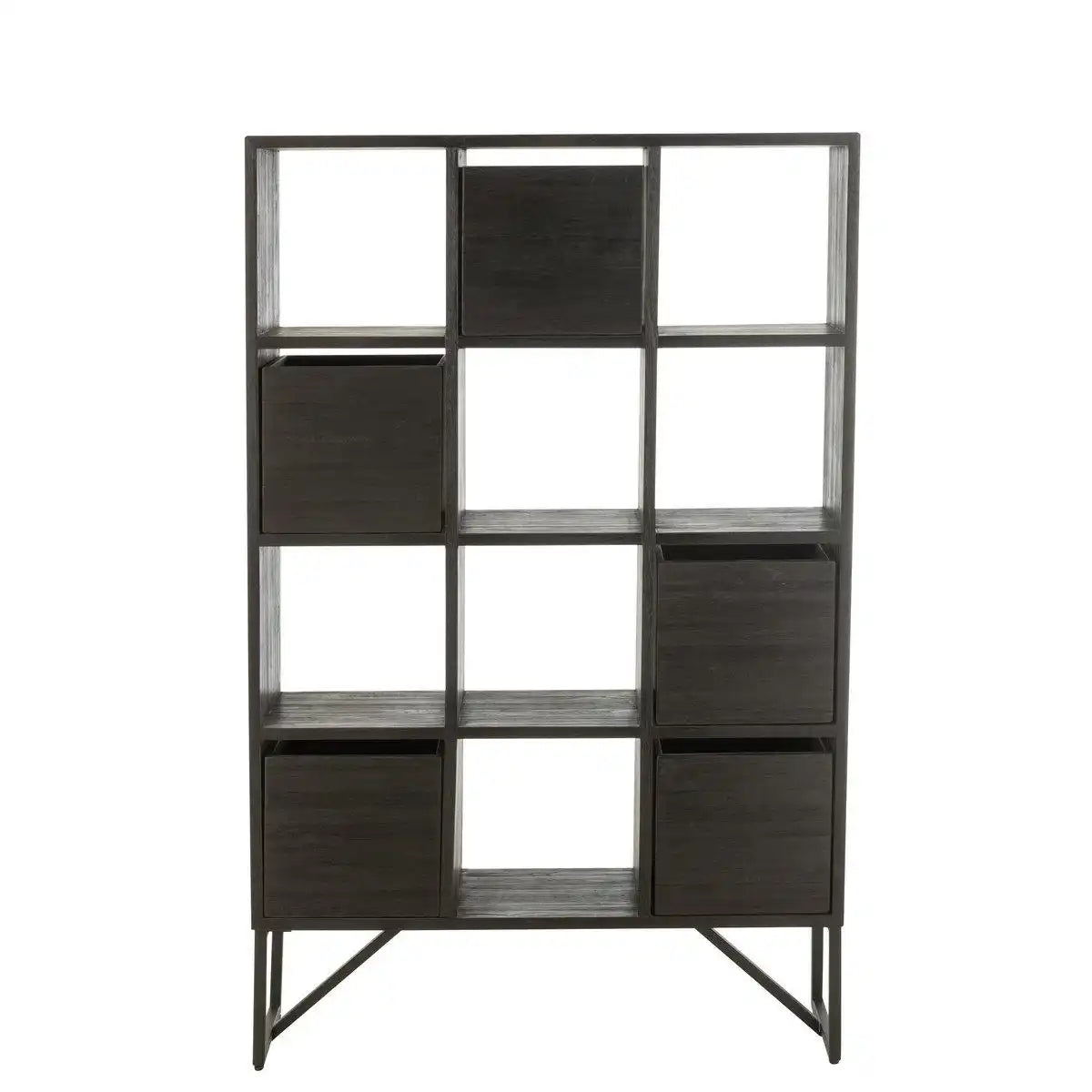 J-Line Schrank mit Schubladen – recyceltes Holz – Schwarz - HomeDesign Knaus