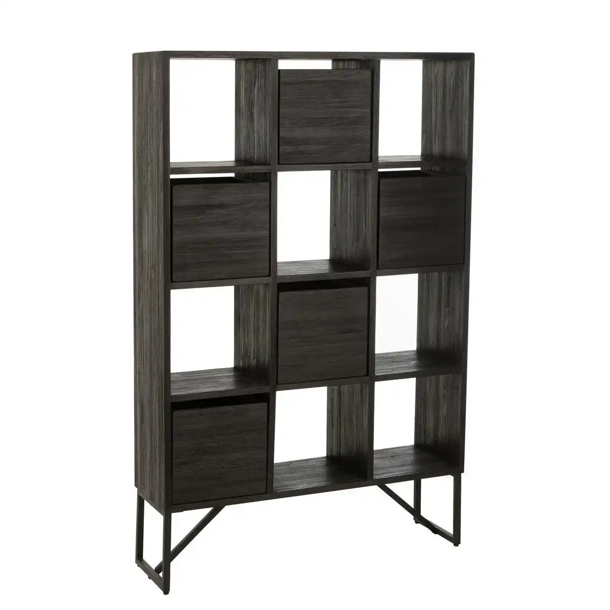 J-Line Schrank mit Schubladen – recyceltes Holz – Schwarz - HomeDesign Knaus