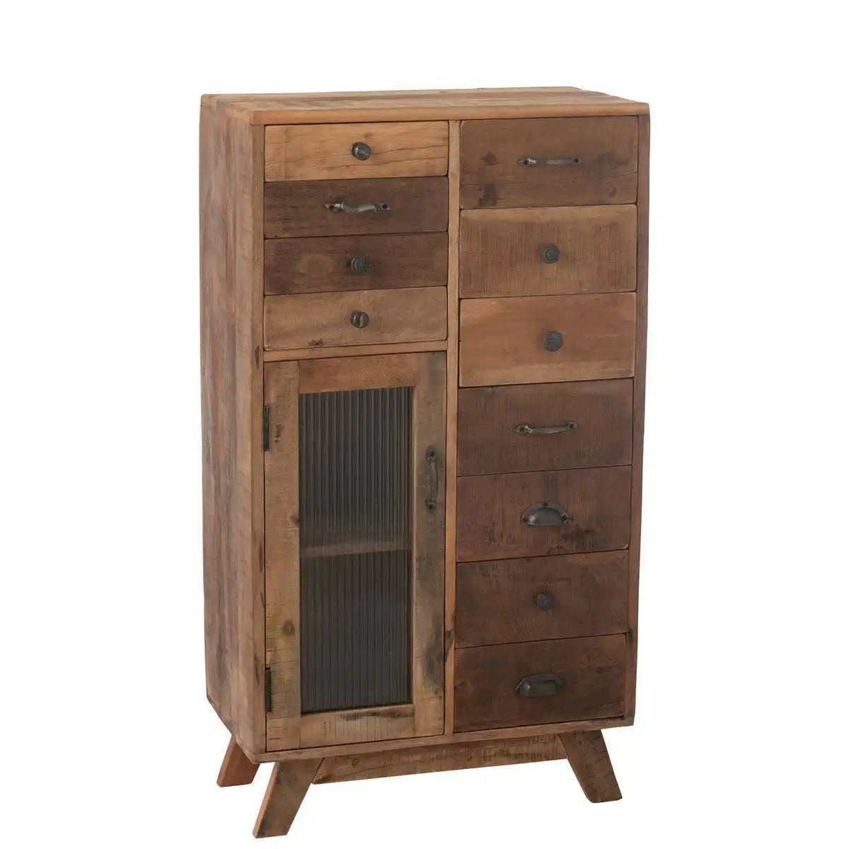 J-Line Schrank Retro recyceltes Holz/Glas Natur - HomeDesign Knaus