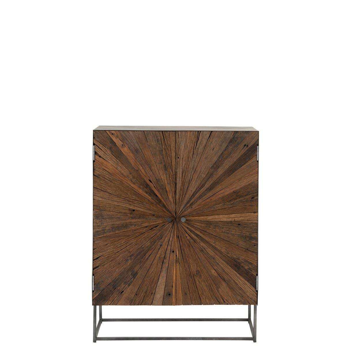 J-Line Schrank Shanil 2 Türen Holz/Eisen Natur/Grau - HomeDesign Knaus