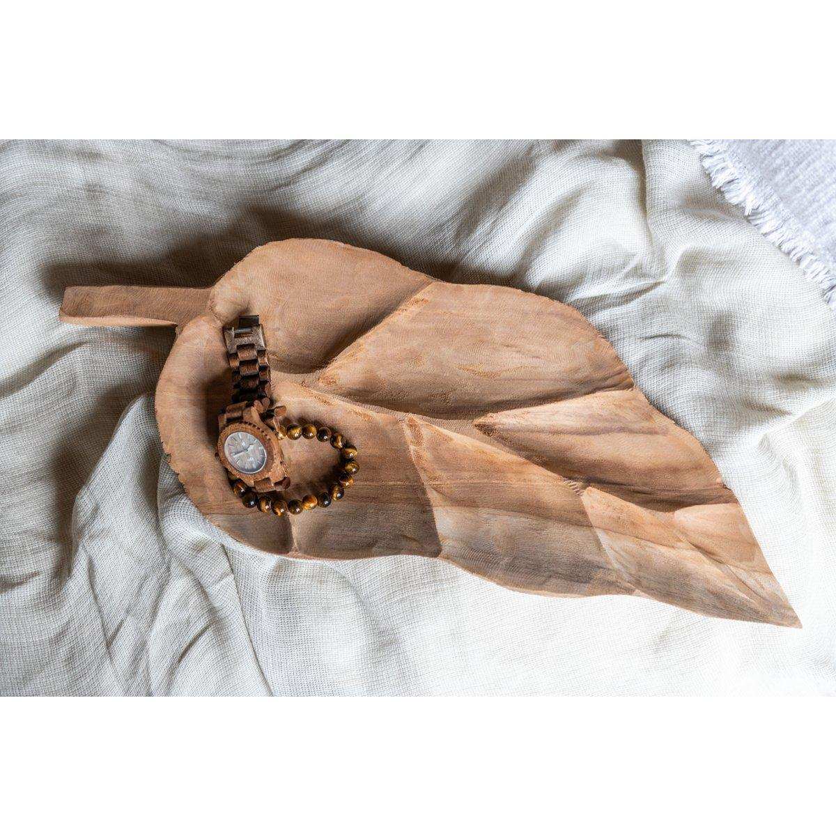 J-Line Schüssel Leaf Teak – Holz – Natur – mittel - HomeDesign Knaus