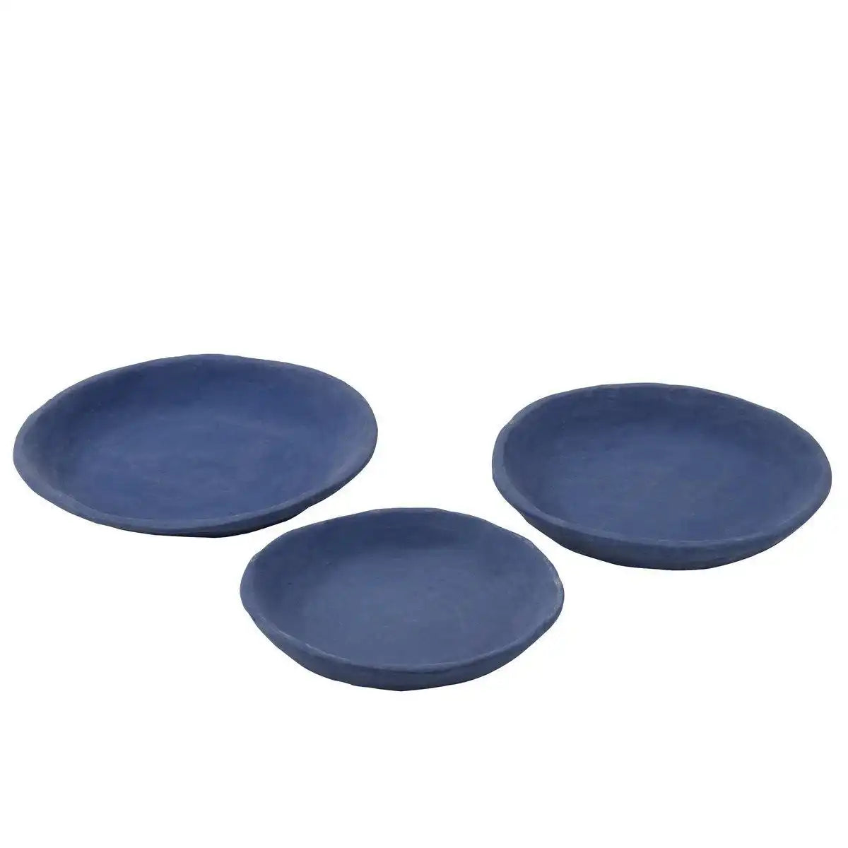 J-Line Schüssel – Pappmaché – Blau – 3er-Set - HomeDesign Knaus