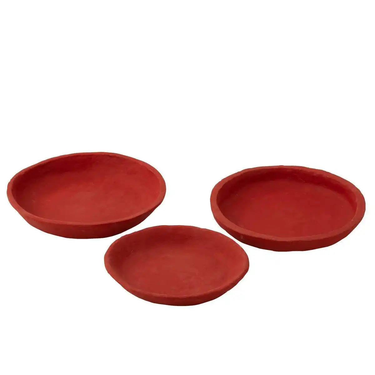 J-Line Schüssel – Pappmaché – Rot – 3er-Set - HomeDesign Knaus