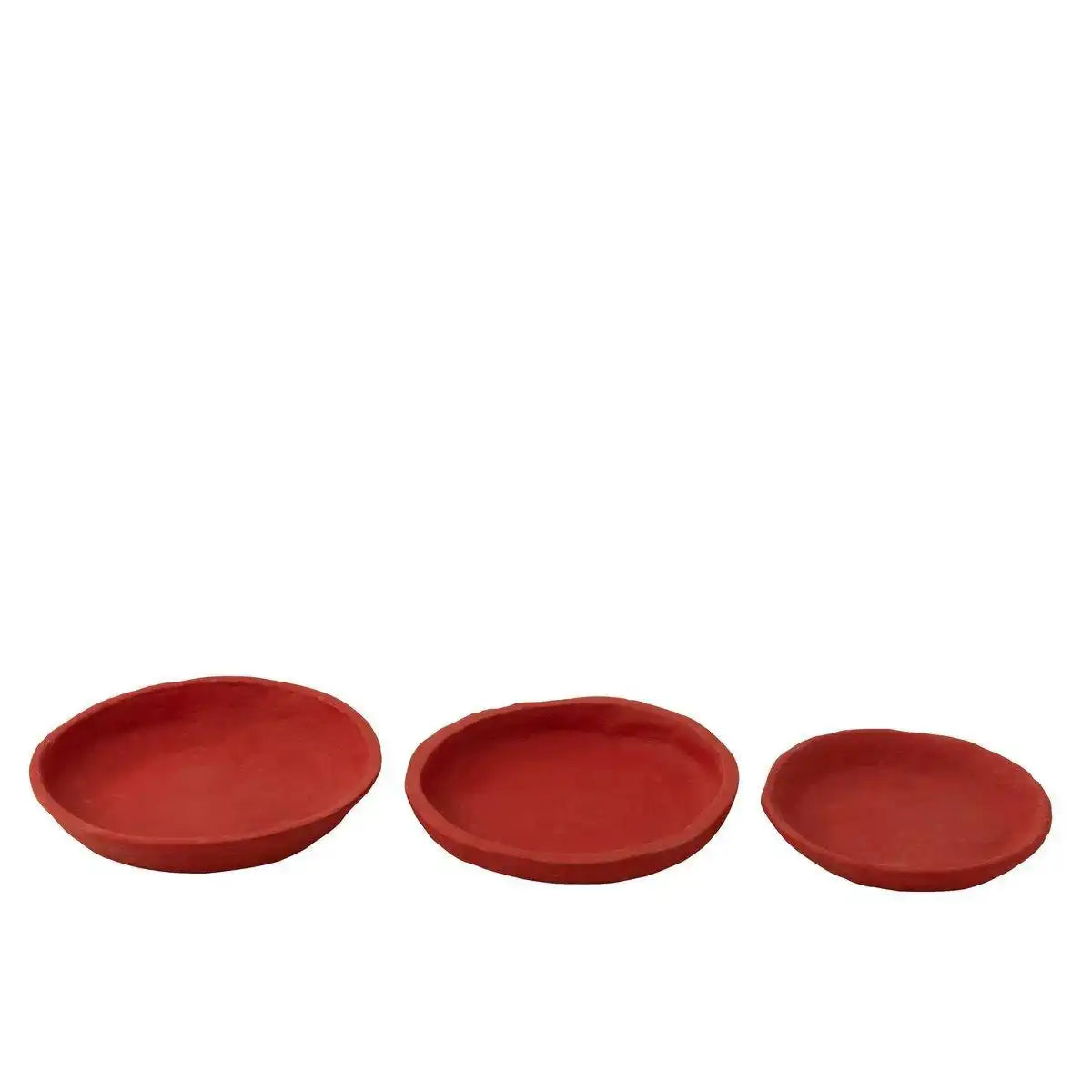 J-Line Schüssel – Pappmaché – Rot – 3er-Set - HomeDesign Knaus
