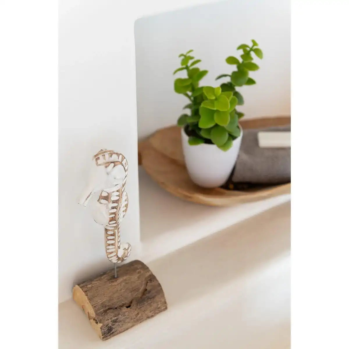J-Line Seahorse 1 On Foot Albasia Holz Weiß/Natur - HomeDesign Knaus