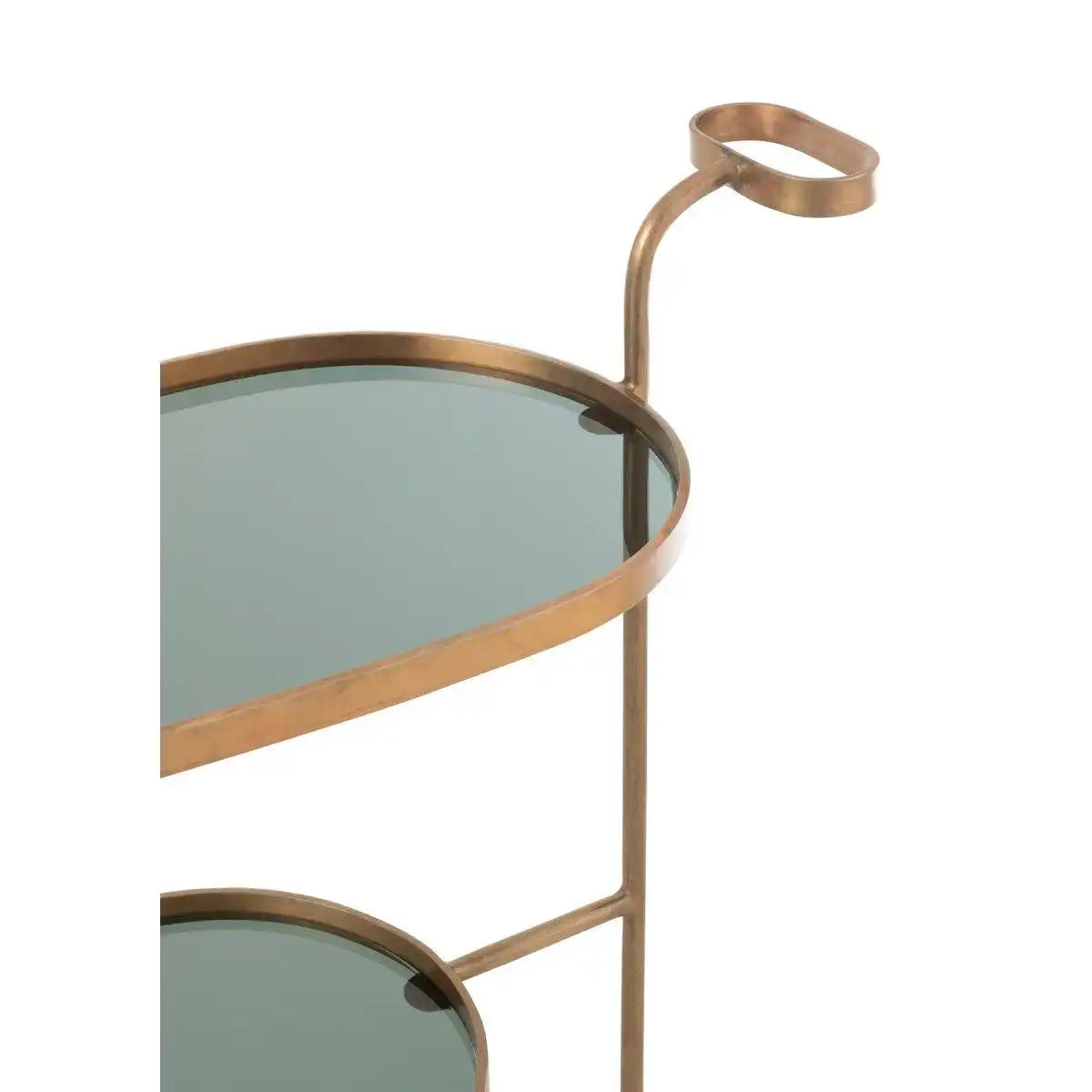 J-Line Servierwagen Oval 2 Ebenen – Eisen/Glas – Schwarz/Bronze - HomeDesign Knaus