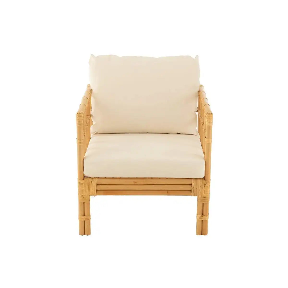 J-Line Sessel Elise + Kissen – Rattan/Textil – Natur/Weiß - HomeDesign Knaus
