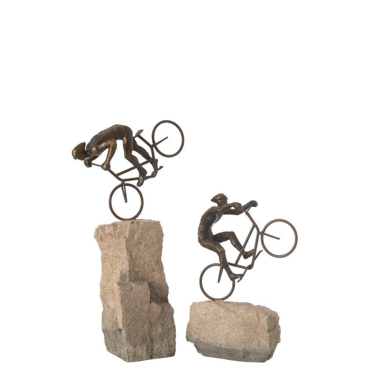 J-Line Set 2 Radfahrer auf Rock Resin Beige/Schwarz - HomeDesign Knaus
