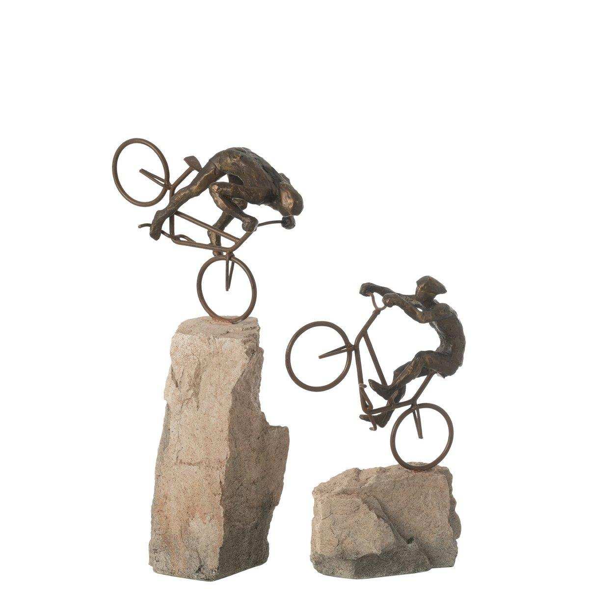 J-Line Set 2 Radfahrer auf Rock Resin Beige/Schwarz - HomeDesign Knaus
