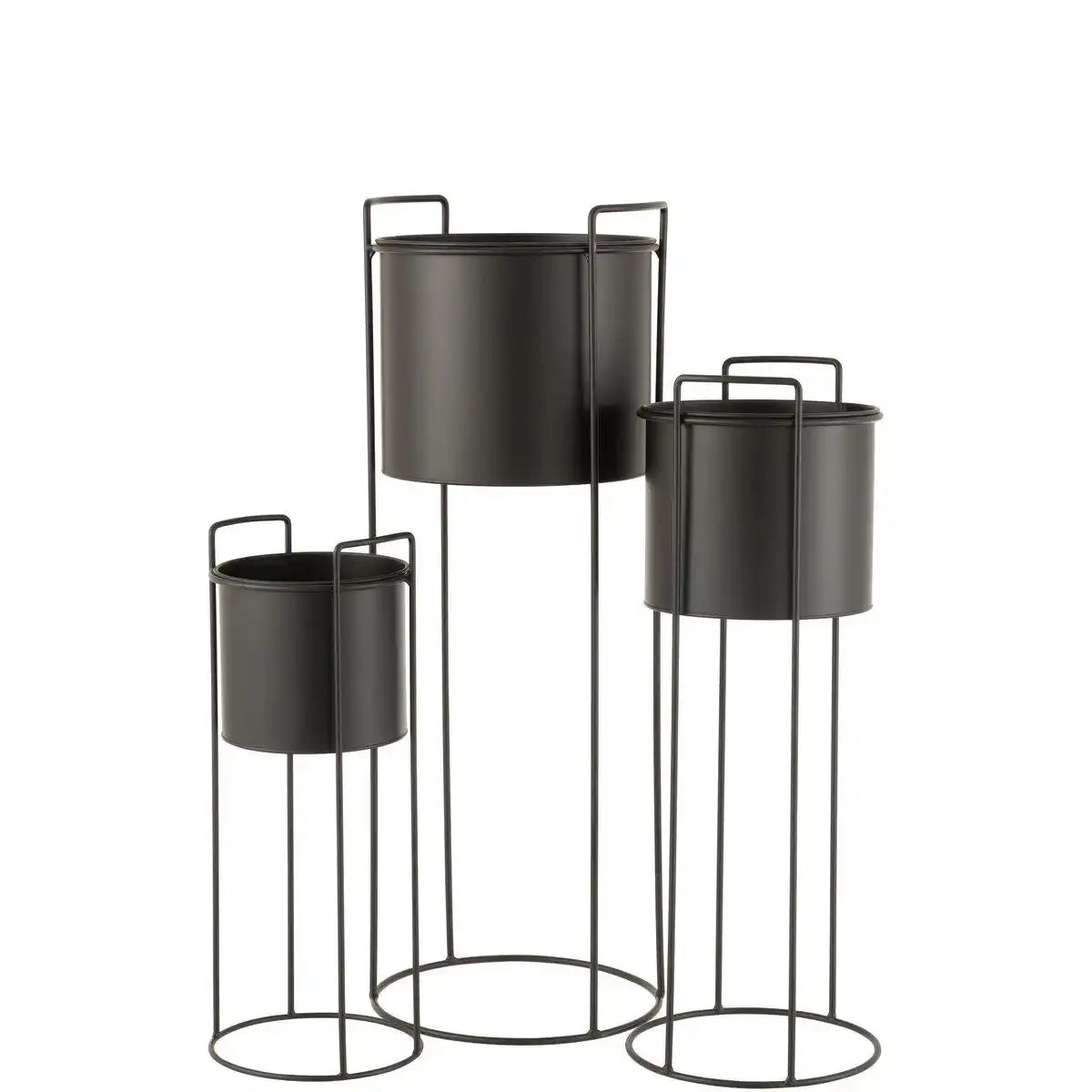 J-Line Set aus drei Blumentöpfen auf Fuß Metall schwarz - HomeDesign Knaus