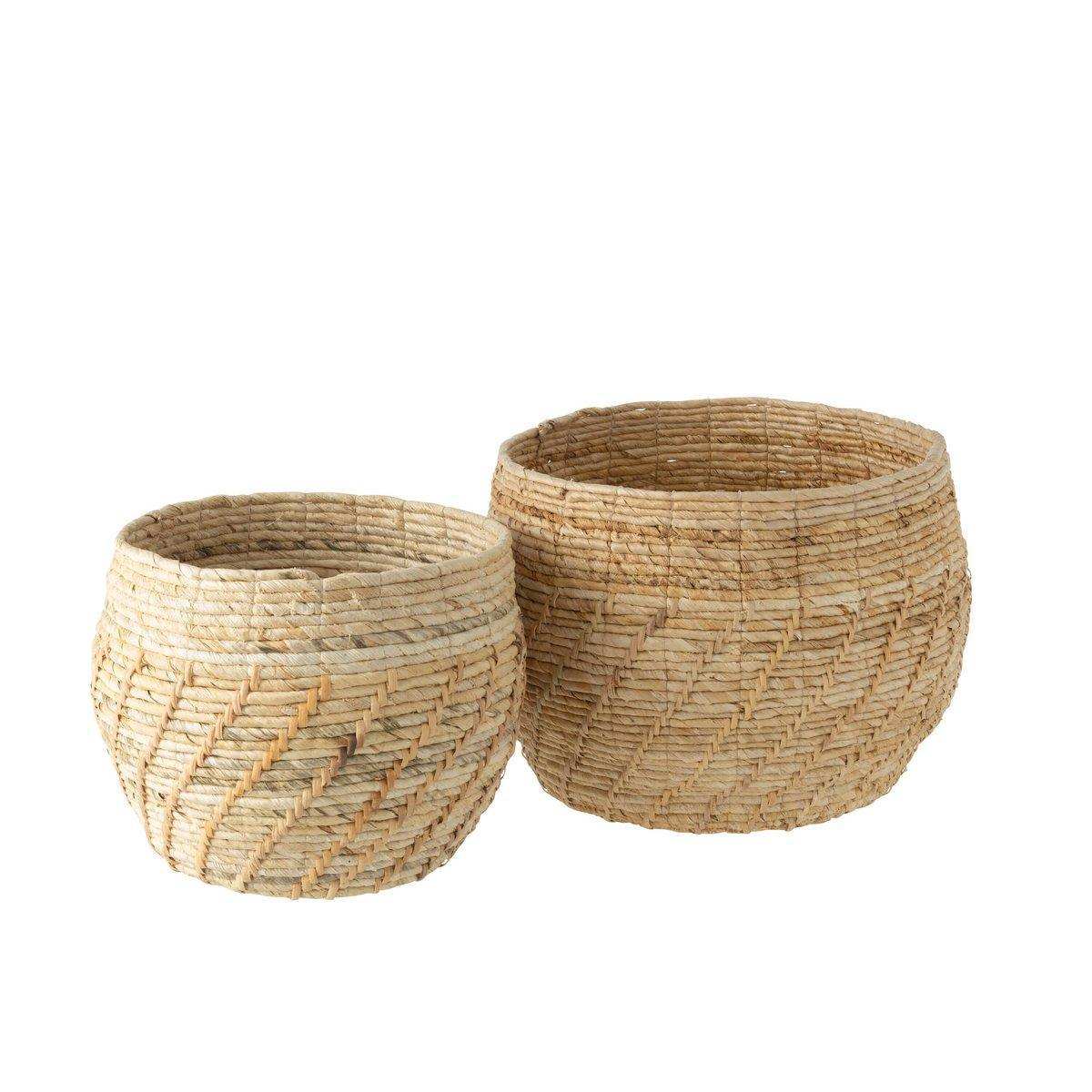 J-Line Set aus zwei Körben Raffael, rund, Bast, Natur - HomeDesign Knaus