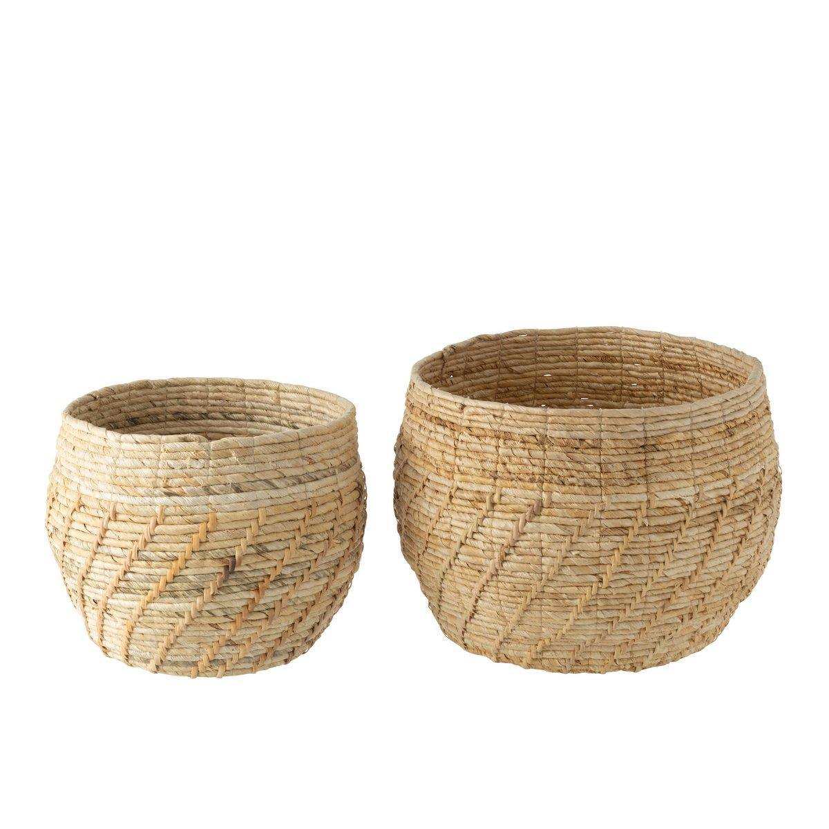 J-Line Set aus zwei Körben Raffael, rund, Bast, Natur - HomeDesign Knaus