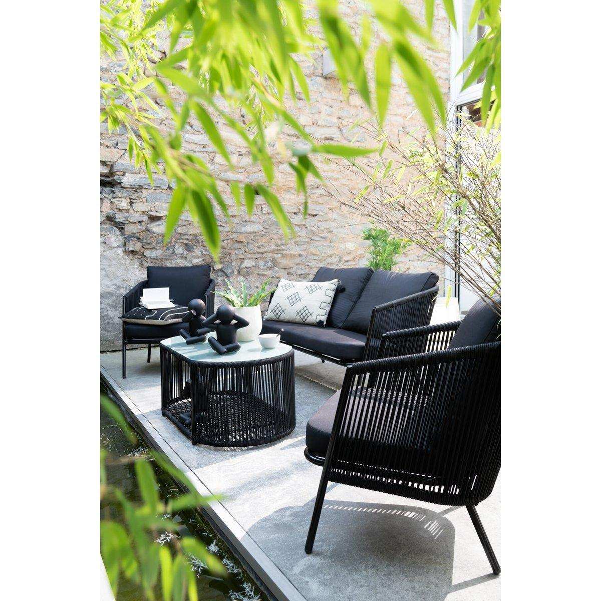 J-Line Set Eli 4P Sitze+Tische+Kissen Metall/Seil Schwarz - HomeDesign Knaus