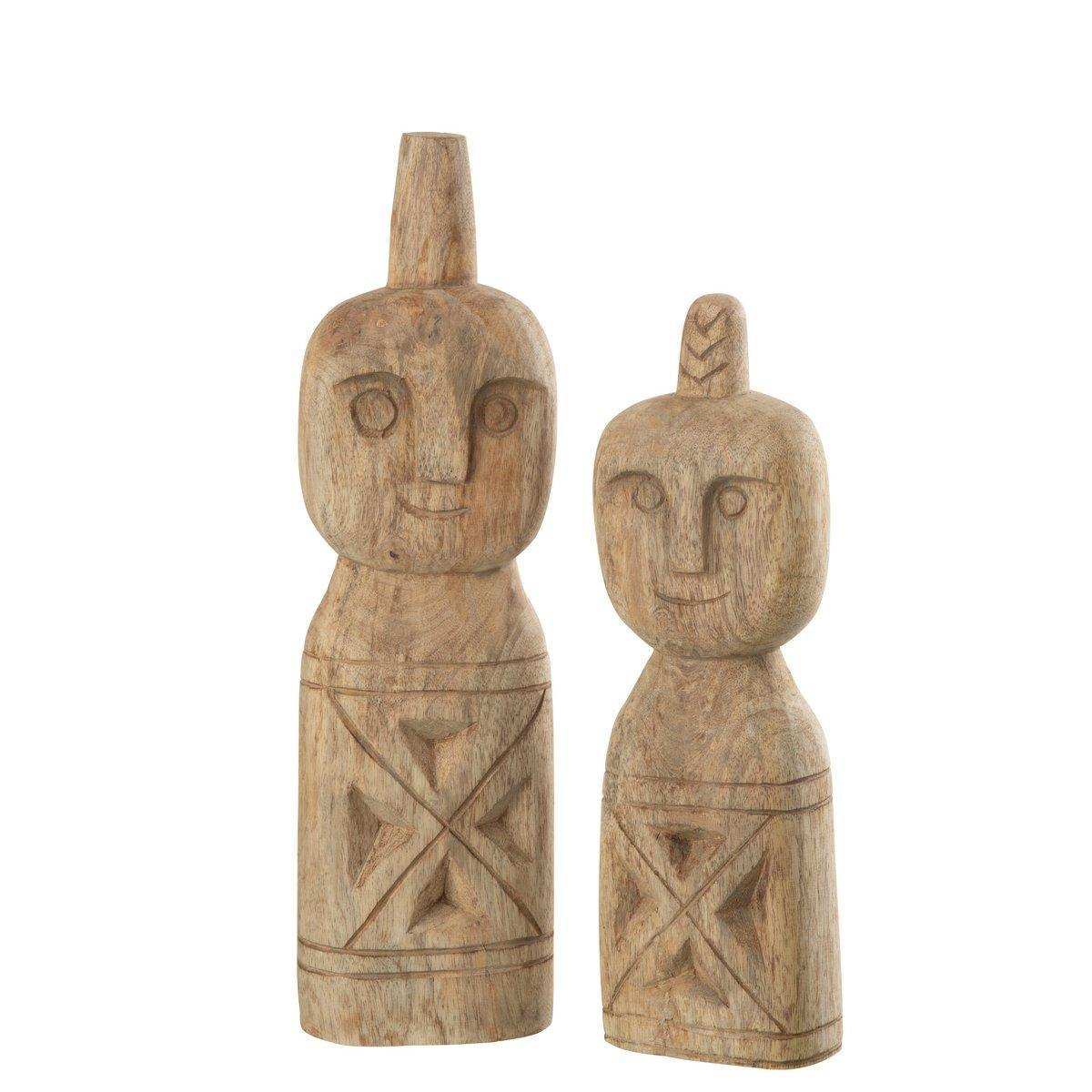 J-Line Set mit 2 afrikanischen geschnitzten Figuren aus Holz, natürlich - HomeDesign Knaus