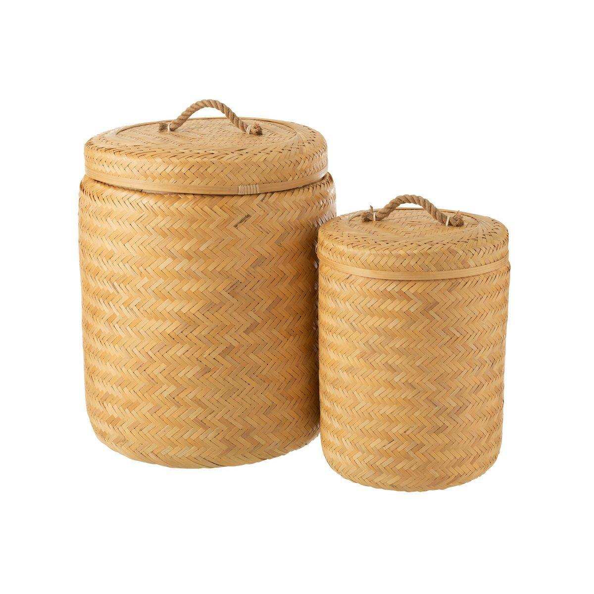 J-Line Set mit 2 Aufbewahrungskörben Rund – Bambus – Natur - HomeDesign Knaus
