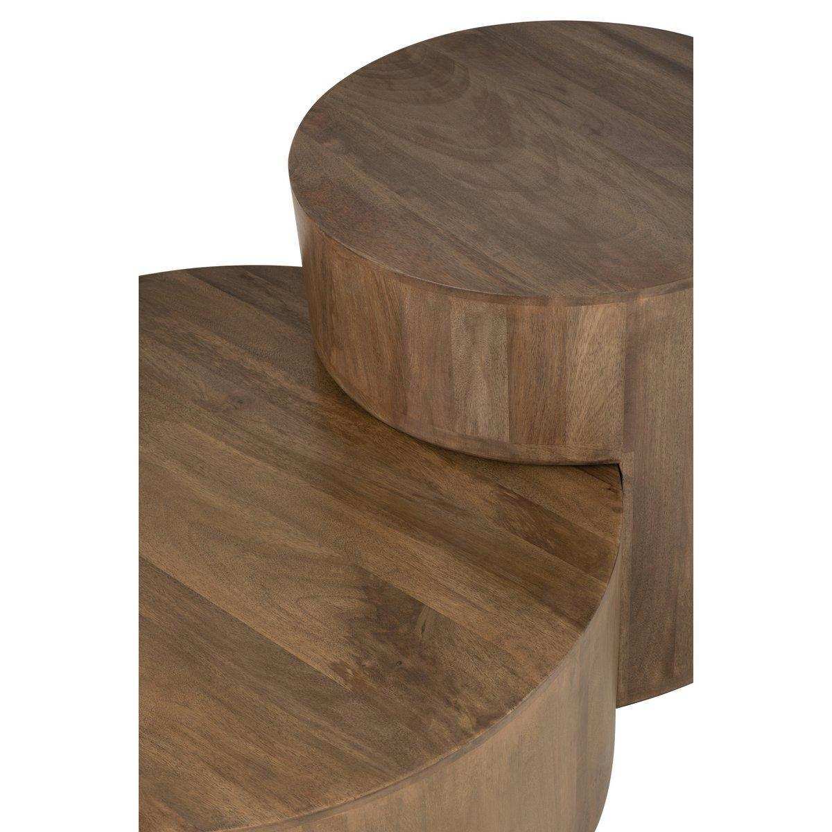 J-Line Set mit 2 Beistelltischen Toge Mangoholz Braun - HomeDesign Knaus