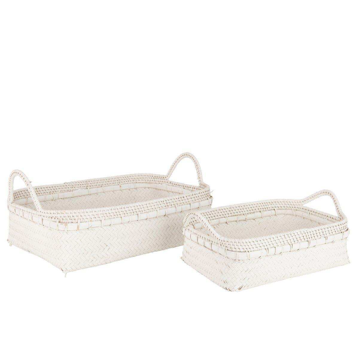 J-Line Set mit 2 Körben – Bambus – Weiß - HomeDesign Knaus