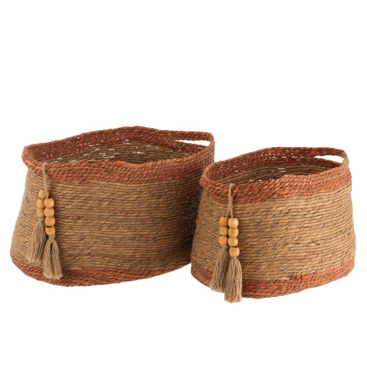 J-Line Set mit 2 Körben Oval – Jute – Natur/Braun - HomeDesign Knaus