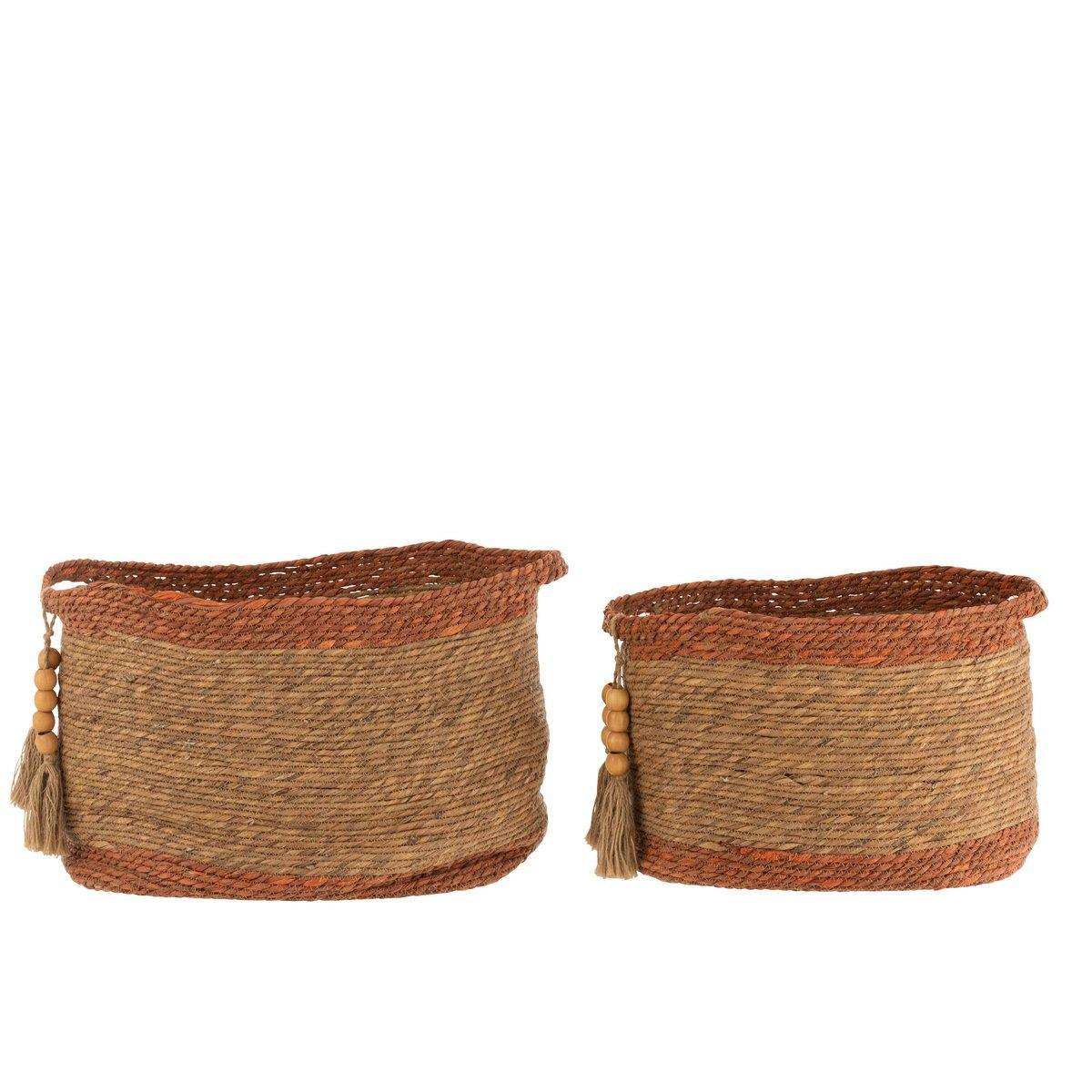 J-Line Set mit 2 Körben Oval – Jute – Natur/Braun - HomeDesign Knaus