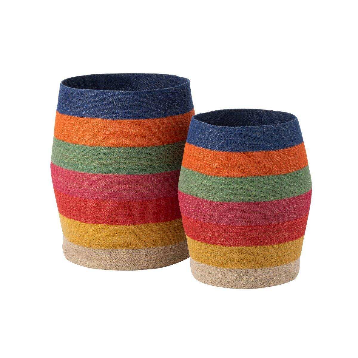 J-Line Set mit 2 Körben, Regenbogenstreifen, Seegrasmischung - HomeDesign Knaus