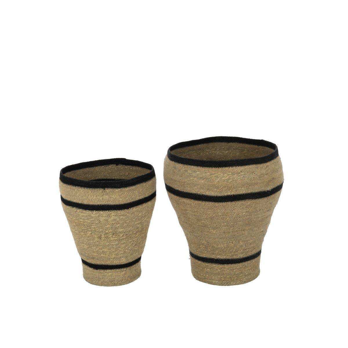 J-Line Set mit 2 Körben rund gestreift Marie Seegras Natur - HomeDesign Knaus