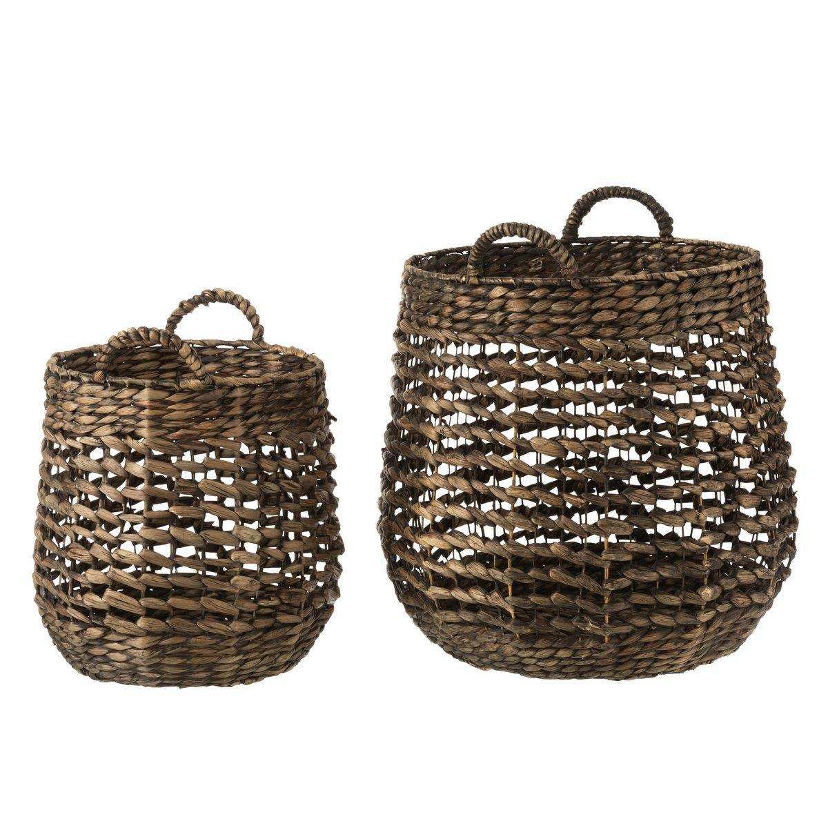 J-Line Set mit 2 Körben – Wasserhyazinthe – dunkelbraun - HomeDesign Knaus