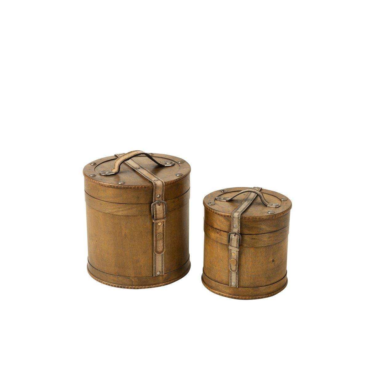 J-Line-Set mit 2 runden Koffern – Holz – Beige - HomeDesign Knaus