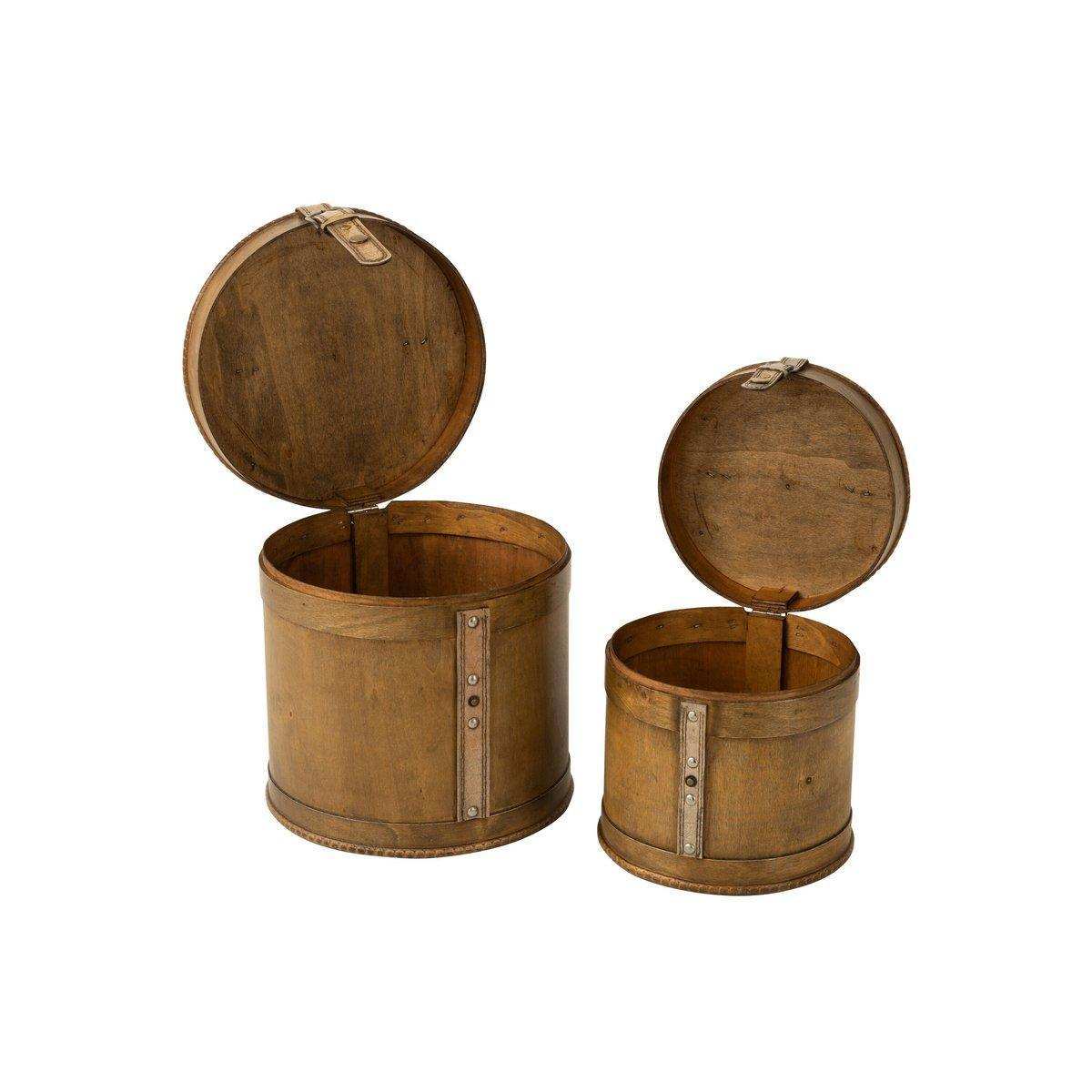 J-Line-Set mit 2 runden Koffern – Holz – Beige - HomeDesign Knaus