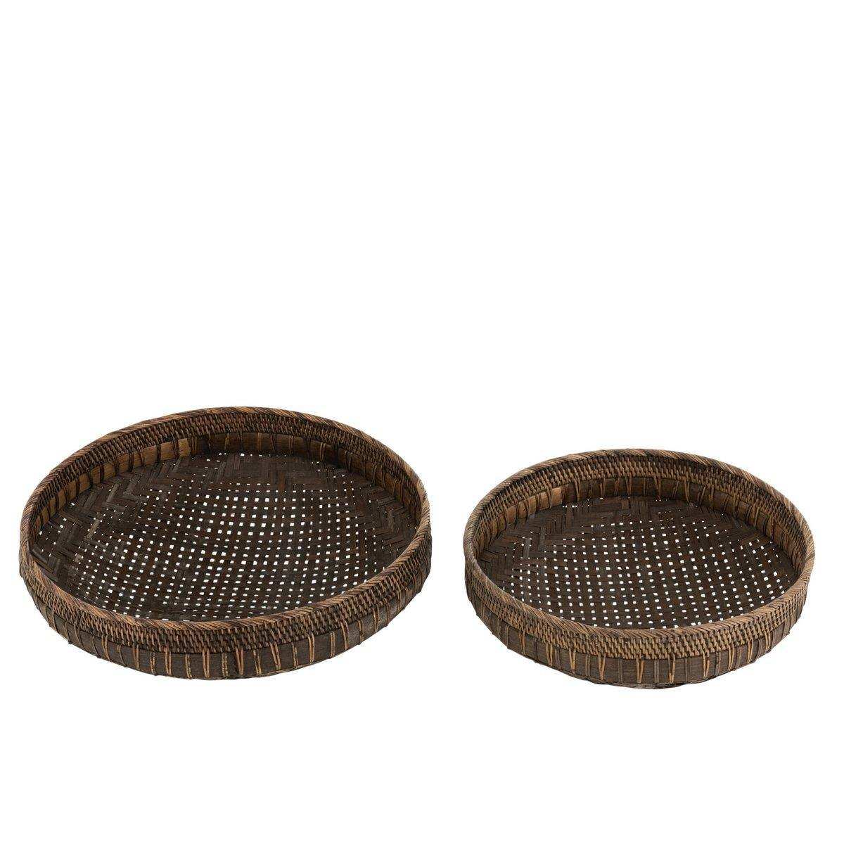 J-Line Set mit 2 Schüsseln Rund – Rattan – Schwarz - HomeDesign Knaus