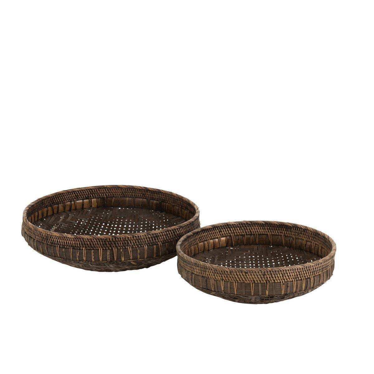 J-Line Set mit 2 Schüsseln Rund – Rattan – Schwarz - HomeDesign Knaus
