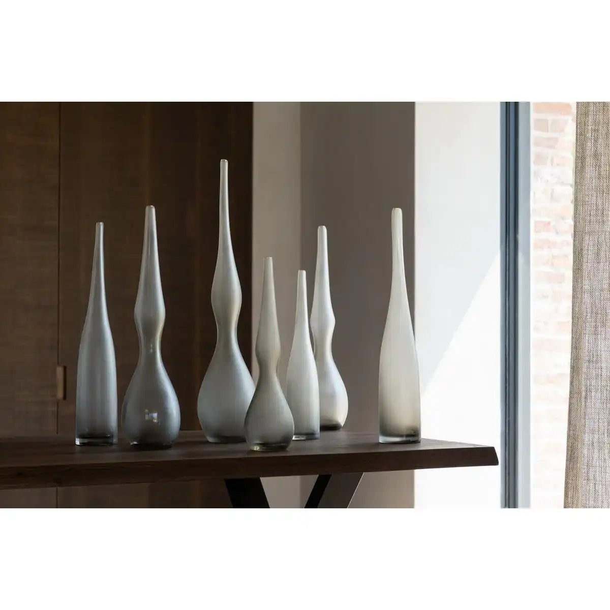 J-Line Set mit 2 Vasen Yara Flute Glass Greige - HomeDesign Knaus