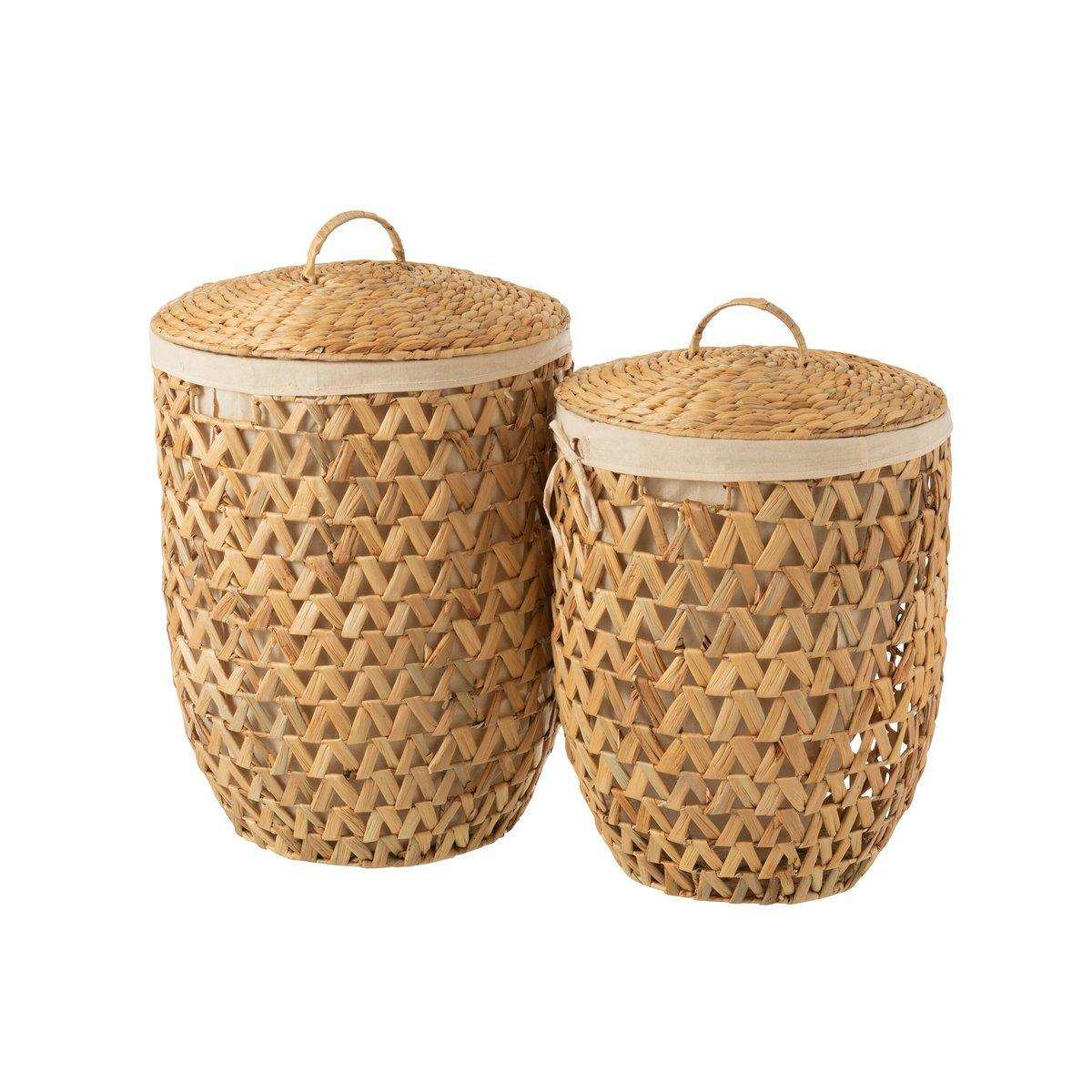 J-Line Set mit 2 Wäschekörben + Deckel, Wasserhyazinthe, natur - HomeDesign Knaus
