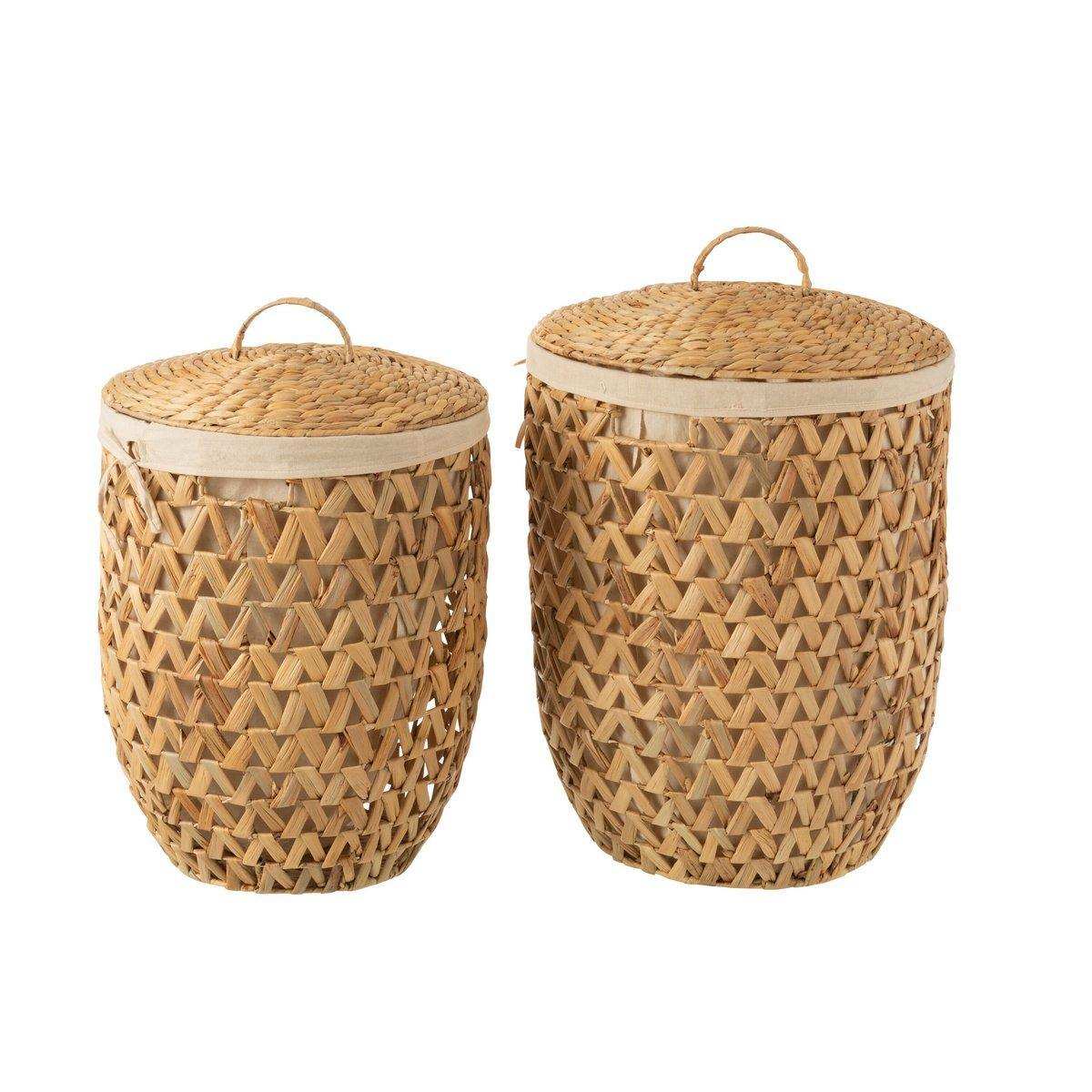 J-Line Set mit 2 Wäschekörben + Deckel, Wasserhyazinthe, natur - HomeDesign Knaus