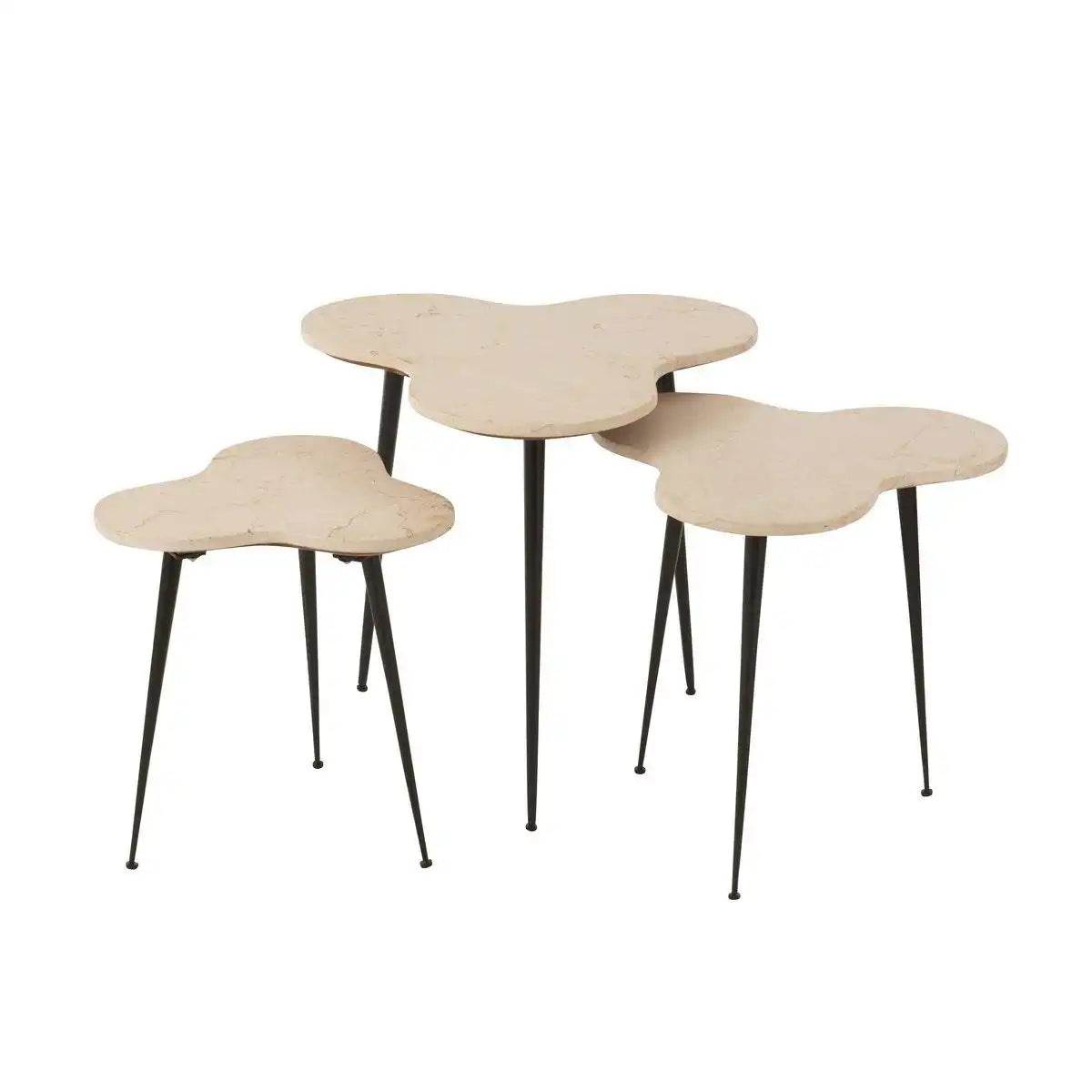 J-Line Set mit 3 Beistelltischen aus Marmor/Metall - HomeDesign Knaus