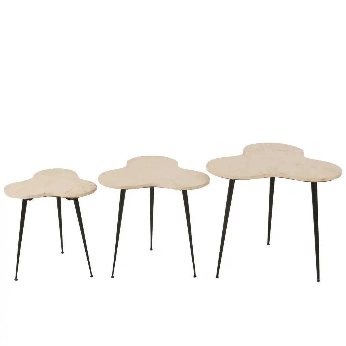 J-Line Set mit 3 Beistelltischen aus Marmor/Metall - HomeDesign Knaus