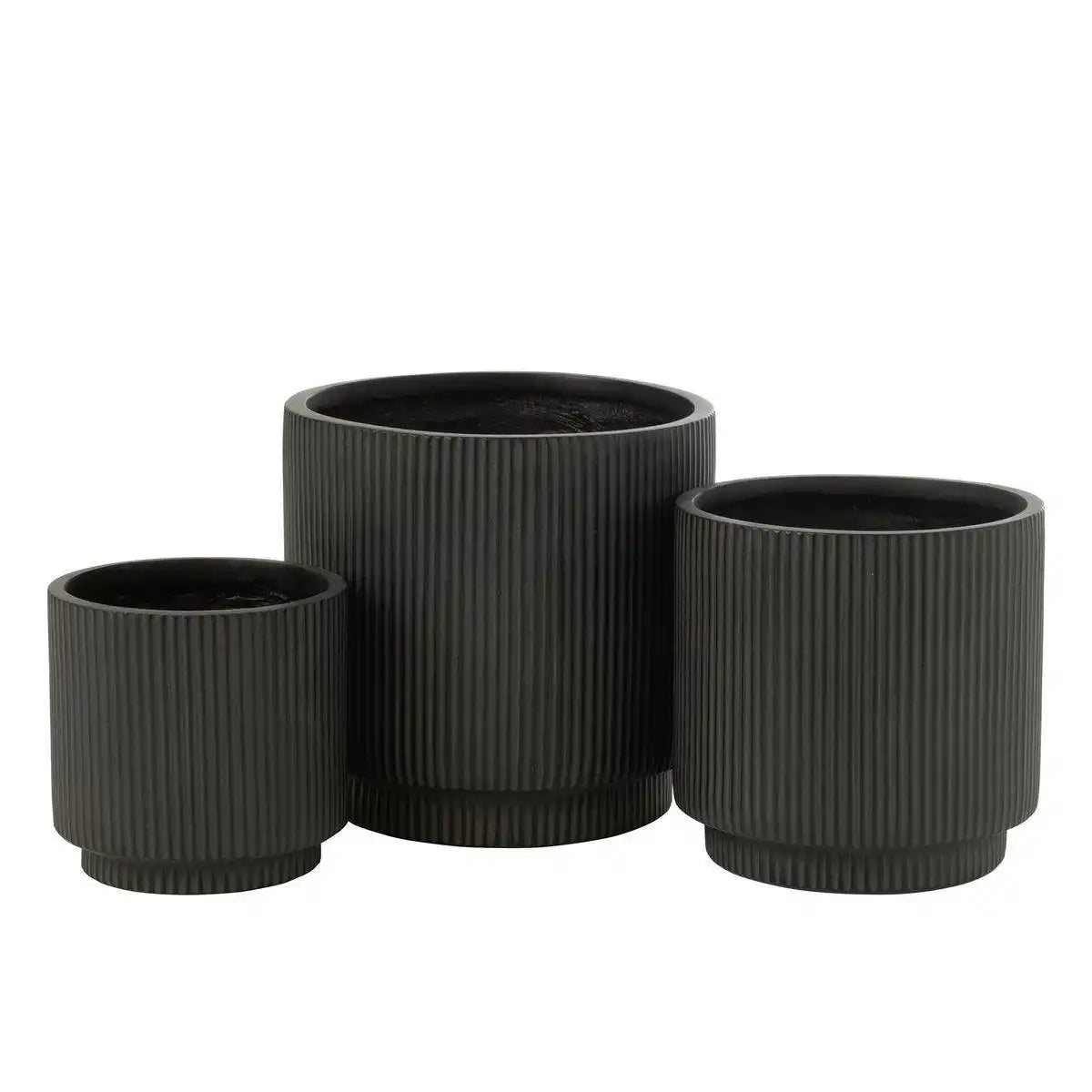 J-Line Set mit 3 Blumentöpfen Misty Clay Black - HomeDesign Knaus