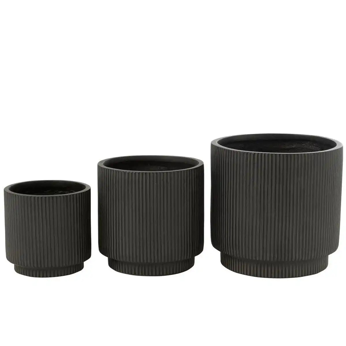 J-Line Set mit 3 Blumentöpfen Misty Clay Black - HomeDesign Knaus