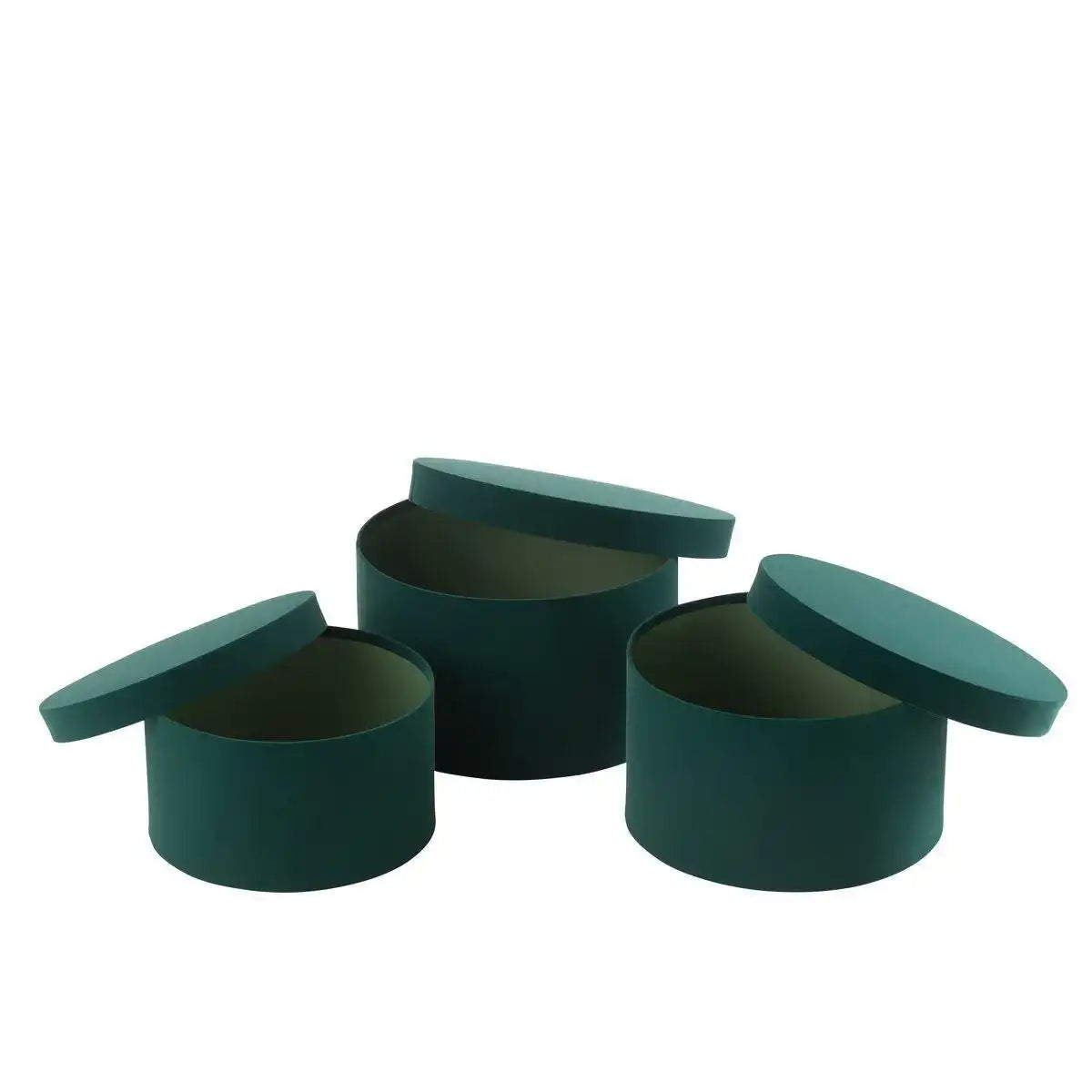J-Line Set mit 3 Boxen, rund, flach, Samtpapier, Grün - HomeDesign Knaus