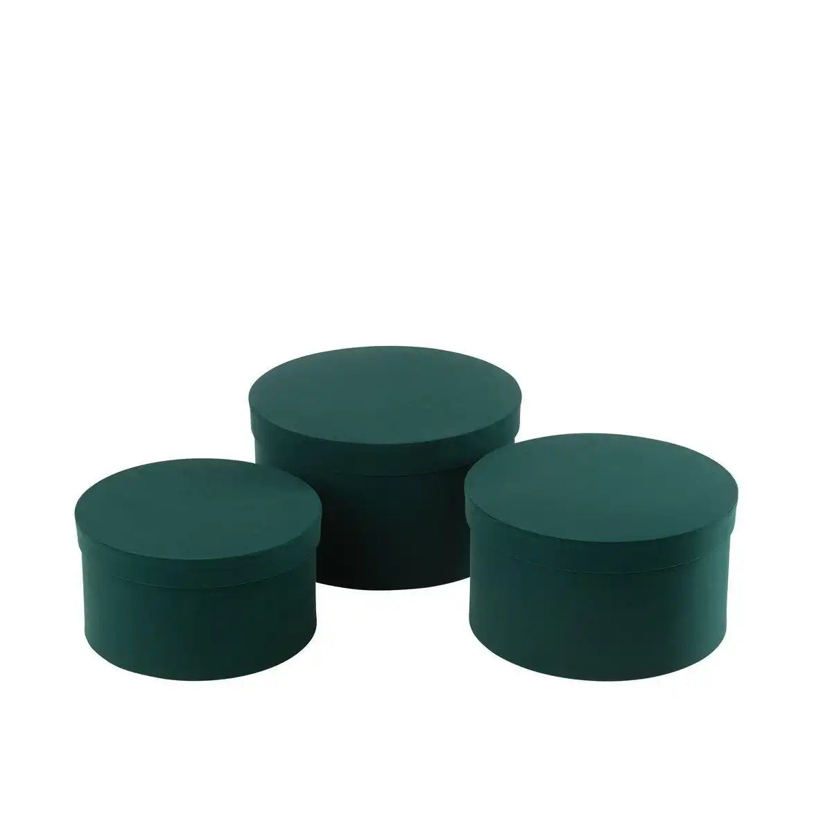 J-Line Set mit 3 Boxen, rund, flach, Samtpapier, Grün - HomeDesign Knaus